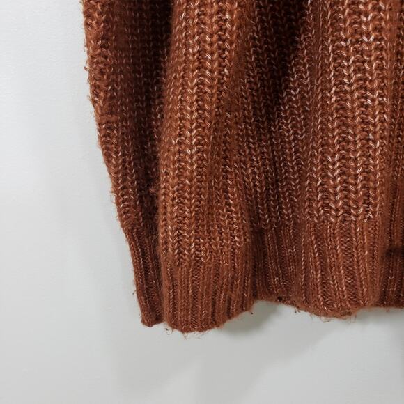 Maurices oversized open knit long sleeve mock turtleneck sweater woman's size L - Picture 9 of 9